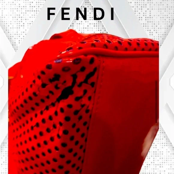 ‼️SOLD‼️Fendi Du Jour Red Perforated Leather Tote Bag and Wallet Bundle - Picture 8 of 8